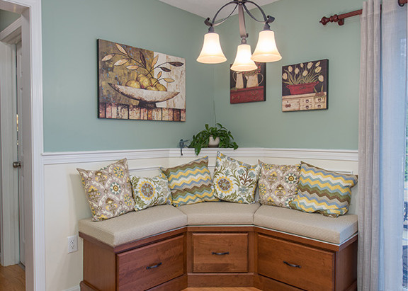 Custom Bench with cherry cabinets