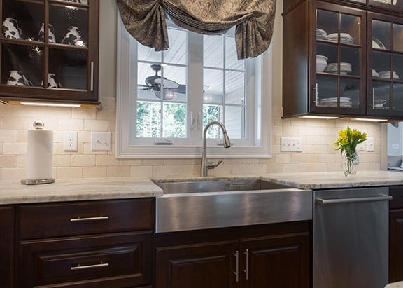 Cherry Kitchen with stainless farmer sink