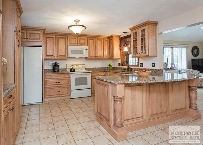 Tewksbury Kitchen Remodel With Maple, White Quartz Countertops With Maple Cabinets
