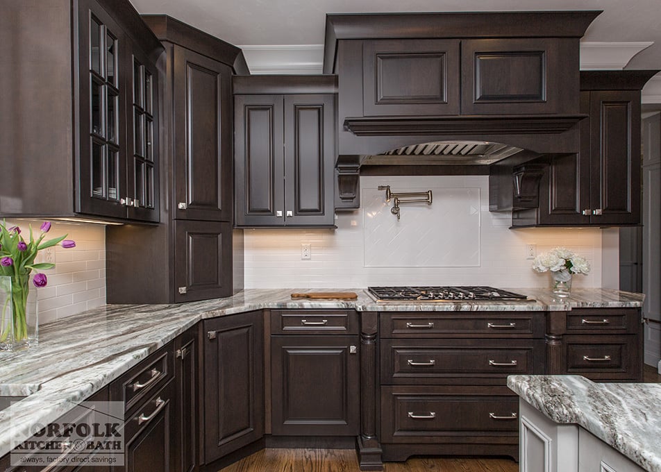 Greywash Cherry Custom Kitchen With White Island