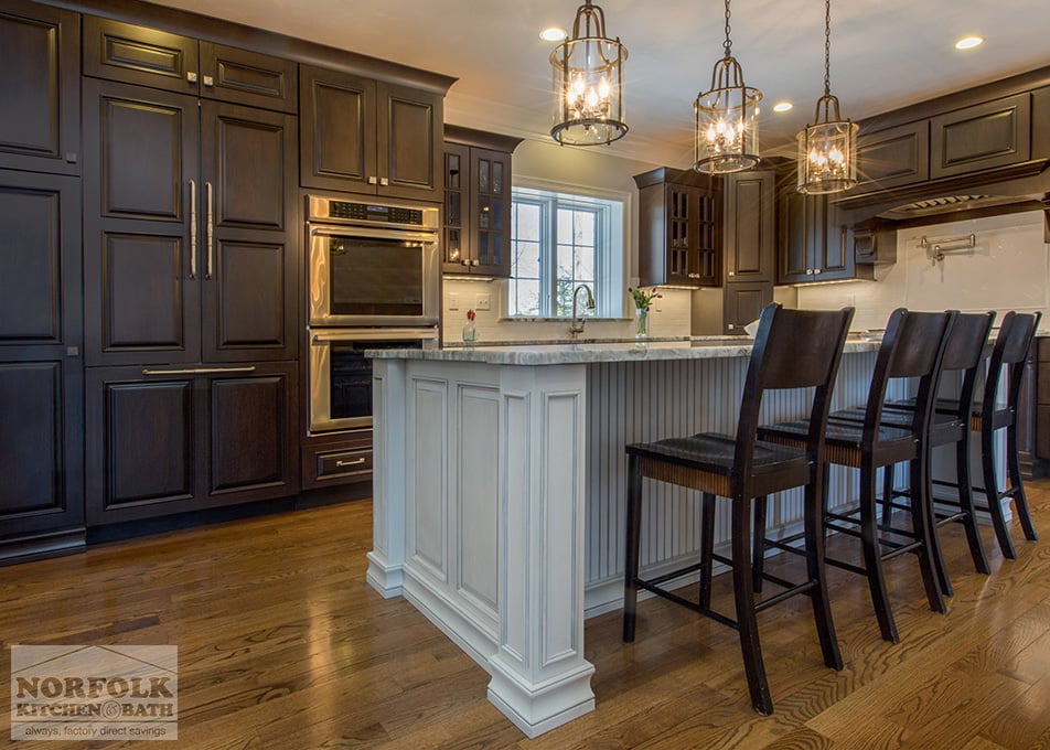 Dark cabinets with light island discount