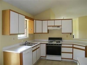 80's kitchen with white laminate doors and postform tops