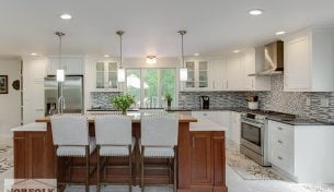 Gorgeous White Kitchen with a Cherry Breakfast Bar - Hudson, NH