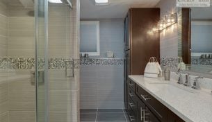 Full Bathroom Remodels With Custom Tile - Dedham, MA