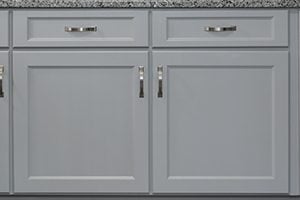 Full Overlay Cabinet doors to frame on grey cabinet