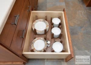 Plate storage cabinet drawer in a new kitchen