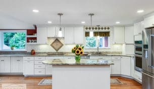 Transitional White Kitchen with Italian Tile - Londonderry, NH