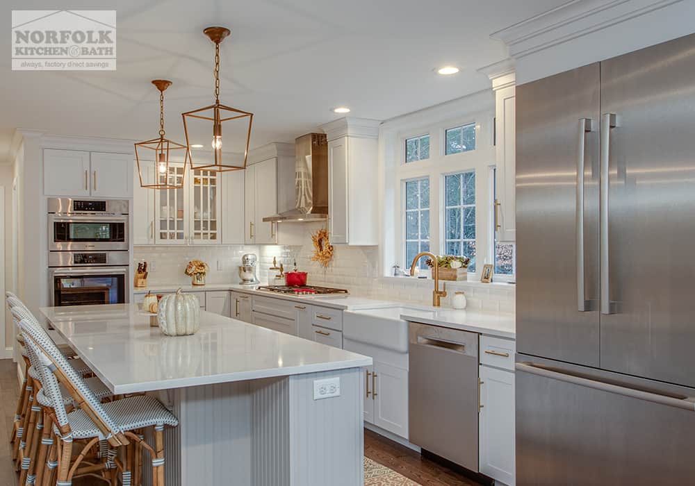 White Shaker Kitchen With Gold Accents - Goffstown, NH - Norfolk