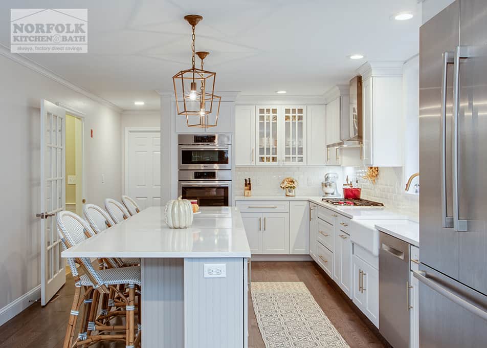 White Shaker Kitchen With Gold Accents - Goffstown, NH - Norfolk