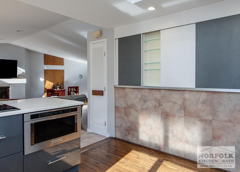 vintage wall storage with shelves inside the kitchen area