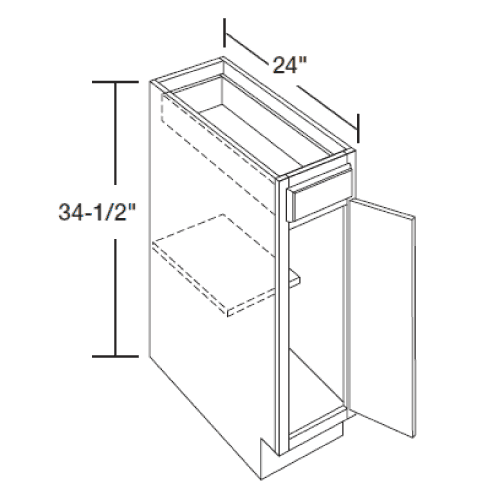 single door base cabinet with drawer specs