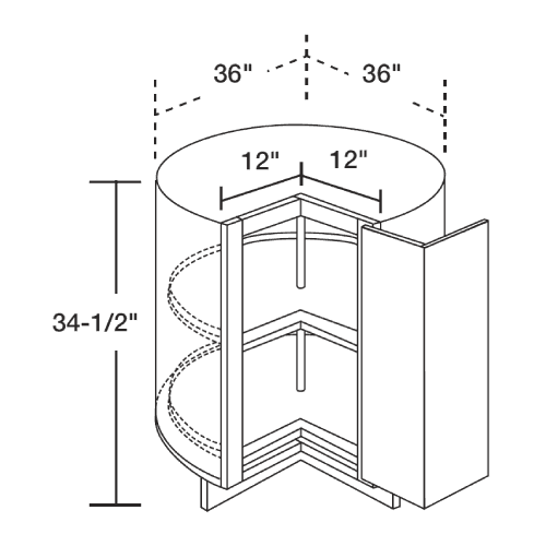 standard lazy susan cabinet specs