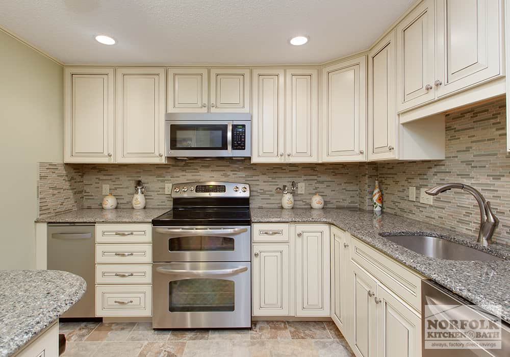 Vanilla color kitchen with granite customer photo