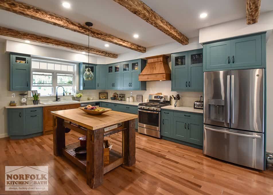 rustic teal kitchen table