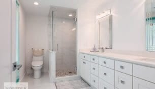 White Bath Remodel in Waltham