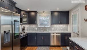 Blue Shaker Kitchen With Peninsula - Weymouth, MA