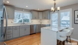 Grey Kitchen with Island in Nashua, NH