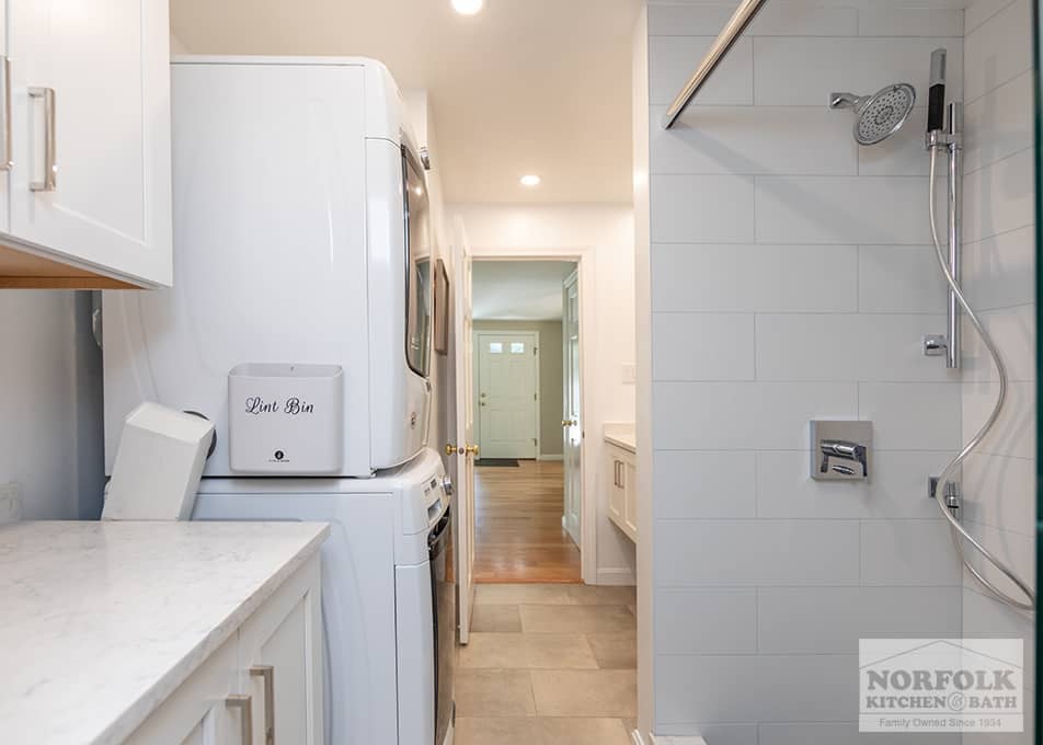 bath and laundry room combo in Quincy, MA