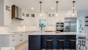 Blue & White Inset Kitchen In Winchester, MA