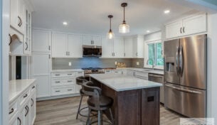 White Kitchen With Island - Franklin, MA