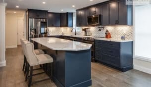 Blue Kitchen Cabinets With Quartz Countertops - Hudson, NH