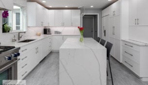 Custom Contemporary White Kitchen - Framingham, MA