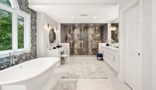 White Master Bathroom - Sudbury, MA