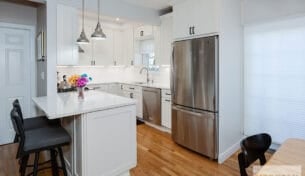 White Kitchen With Quartz - Boston, MA