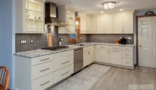 White Kitchen With Cherry Cabinets - Hollis, NH