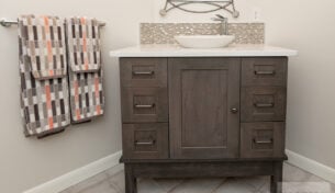 Guest Bath With Gray Stain Vanity - Sudbury, MA