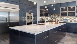 High Gloss Blue Kitchen - Long Beach, NJ