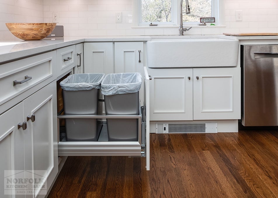 White Kitchen With Cherry Accents - Brookline, MA - Norfolk Kitchen & Bath