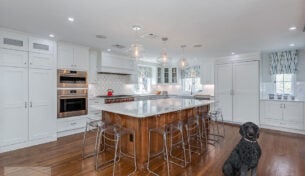 White Kitchen With Cherry Accents - Brookline, MA