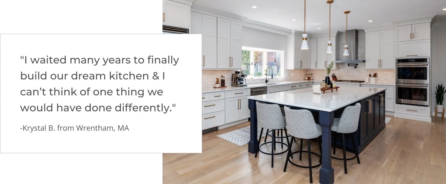 kitchen design testimonial with photo of a remodeled kitchen