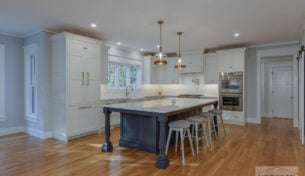 New Construction White & Navy Kitchen - Weston, MA