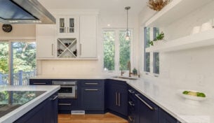 Two-Tone Blue & White Kitchen - Lexington, MA